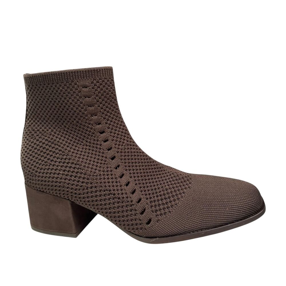 Eileen Fisher Boots Womens Size 9.5 Brown Knit Sock Ankle Block Heel‎ Booties